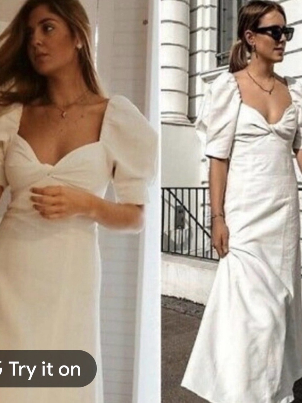 Zara Ivory Rustic Knotted Dress w/Sweetheart Neckline, Linen, Size Small